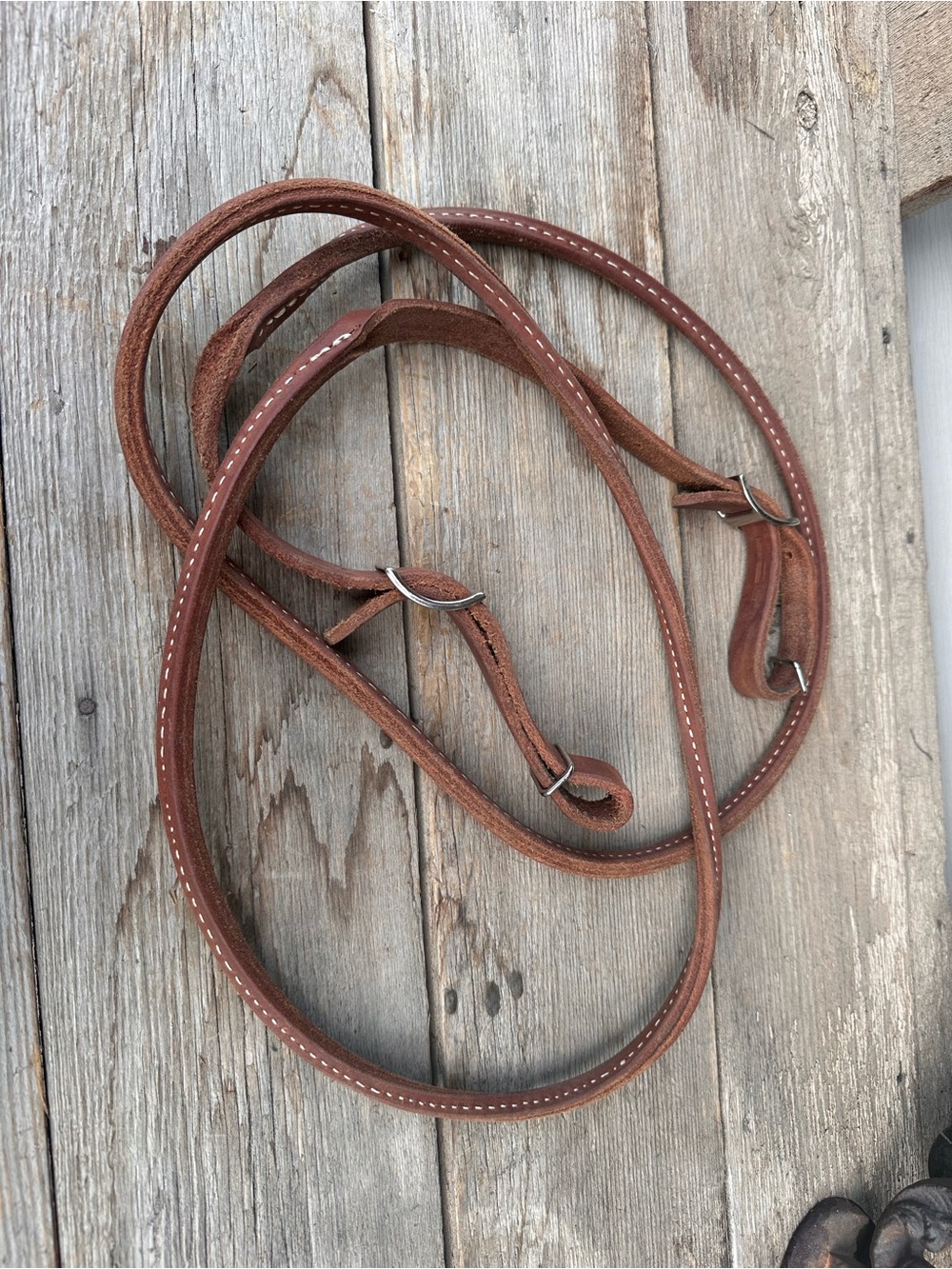 Horse Tack - 8’ Square Rolled Leather Loop Roping Western Barrel Reins